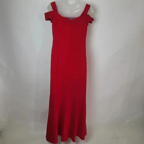 Lauren Ralph Lauren Red Crepe Long Dress - 10 - Picture 8 of 8